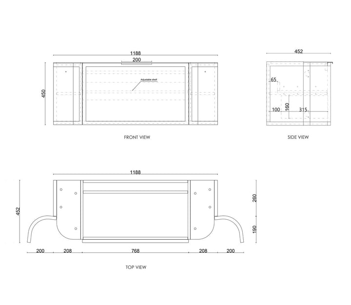 Hampshire 1200mm Satin White Wall Hung Curve Vanity