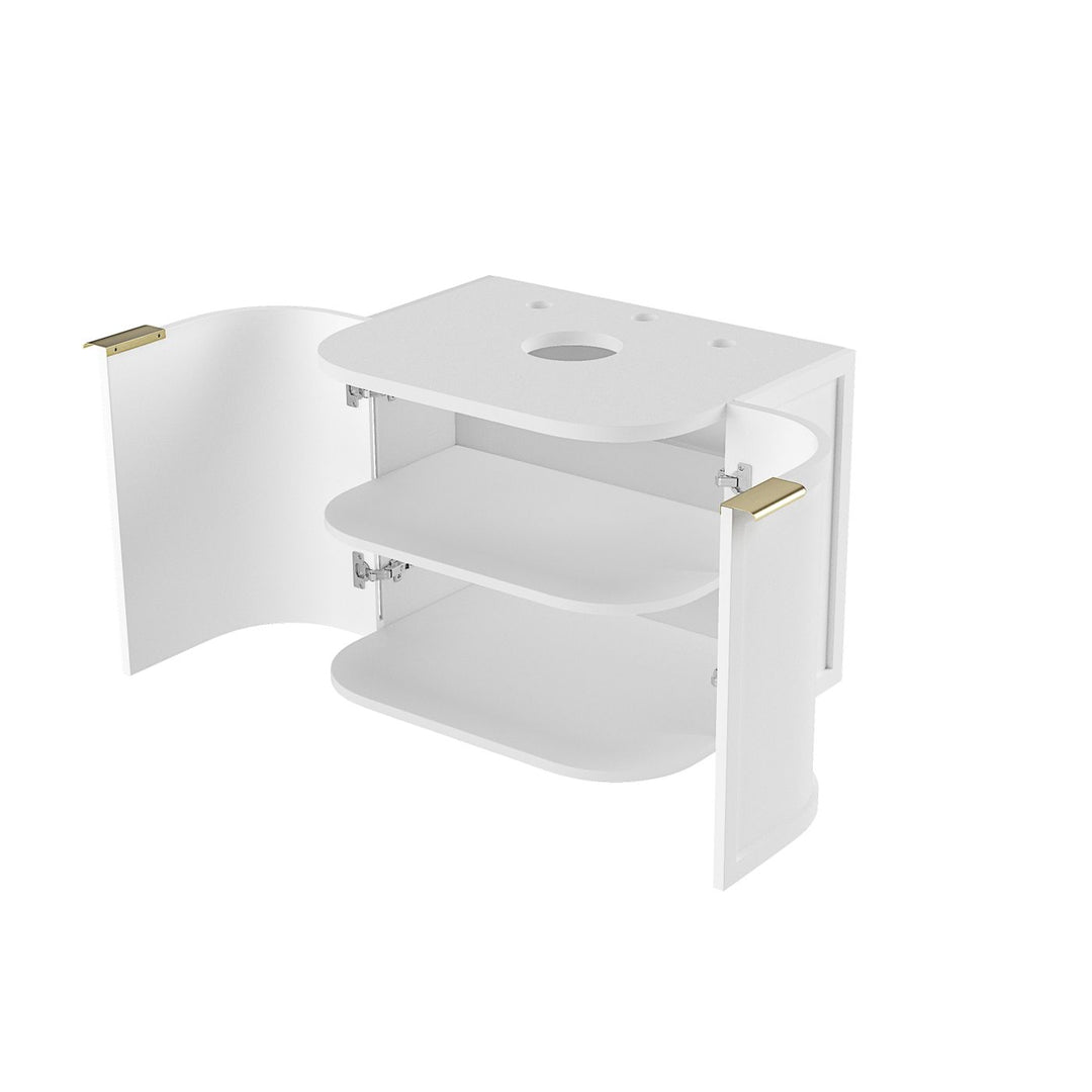 Hampshire 600mm Satin White Wall Hung Curve Vanity