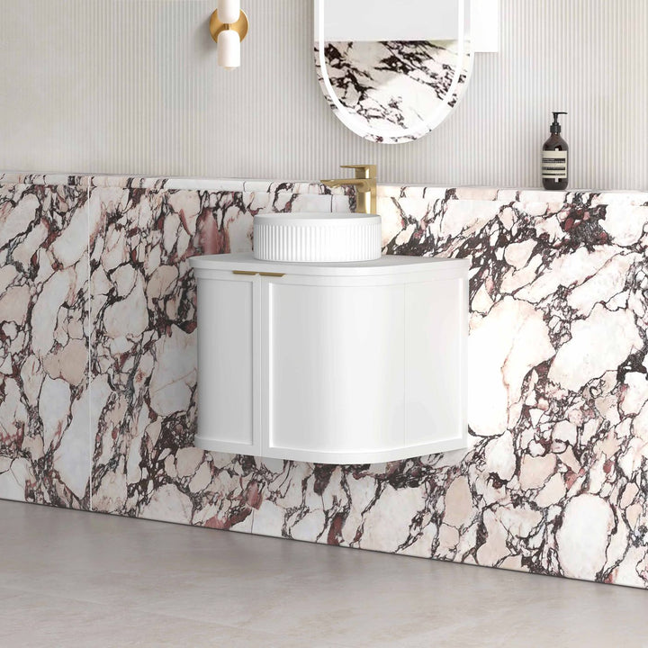 Hampshire 600mm Satin White Wall Hung Curve Vanity