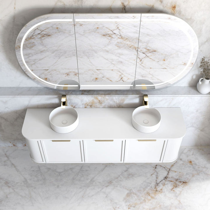 Hampshire 1800mm Satin White Wall Hung Curve Vanity