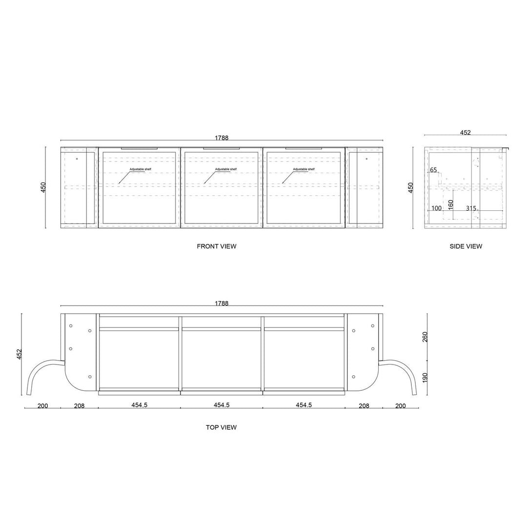 Hampshire 1800mm Satin White Wall Hung Curve Vanity