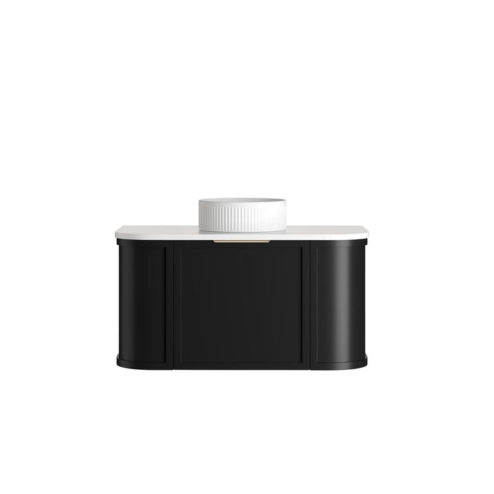 Hampshire 900mm Satin Black Wall Hung Curve Vanity with Sand Dune Top