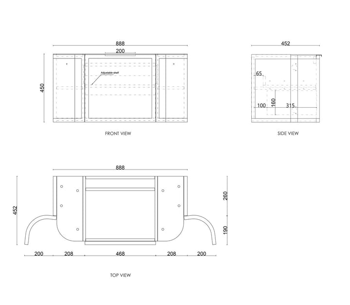 Hampshire 900mm Satin Black Wall Hung Curve Vanity with Sand Dune Top