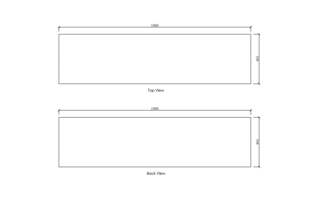 Solid Surface 1800x465x20 Matte White Top No Hole