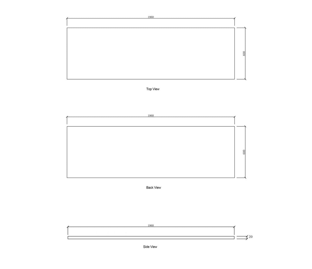 Laundry 1960mm Solid Surface Cloudy Carrara Top - No Hole