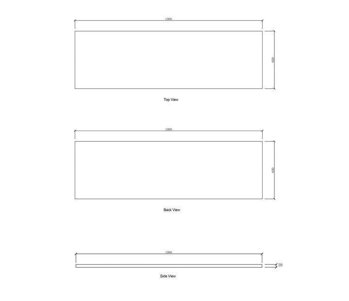 Laundry 1960mm Solid Surface Cloudy Carrara Top - No Hole