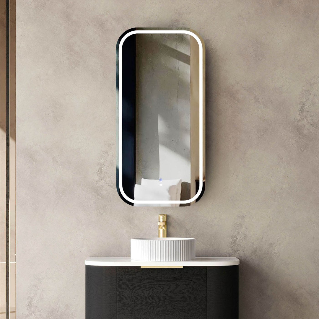 LED Newport 900x450 Black Oak Shaving Cabinet Soft Square - Premium Edition