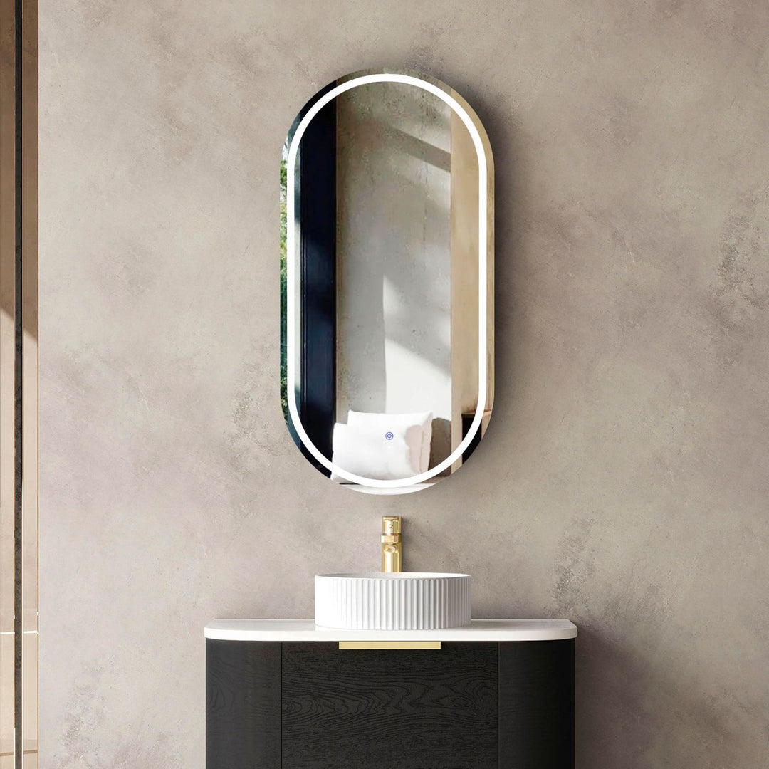 LED Noosa 900x450 Black Oak Shaving Cabinet - Premium Edition