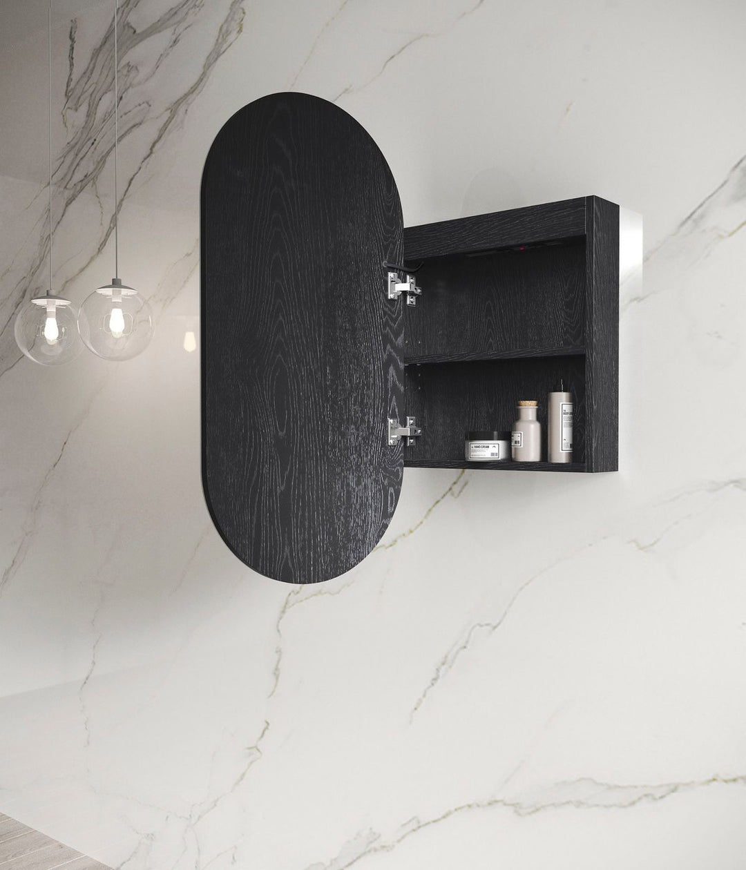 LED Noosa 900x450 Black Oak Shaving Cabinet - Premium Edition
