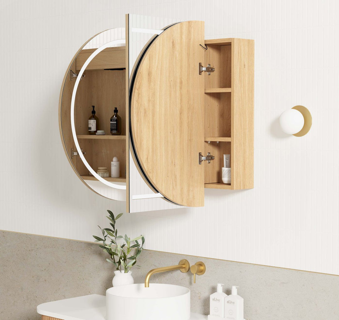 LED Bondi 1200x750 Natural Oak Shaving Cabinet - Premium