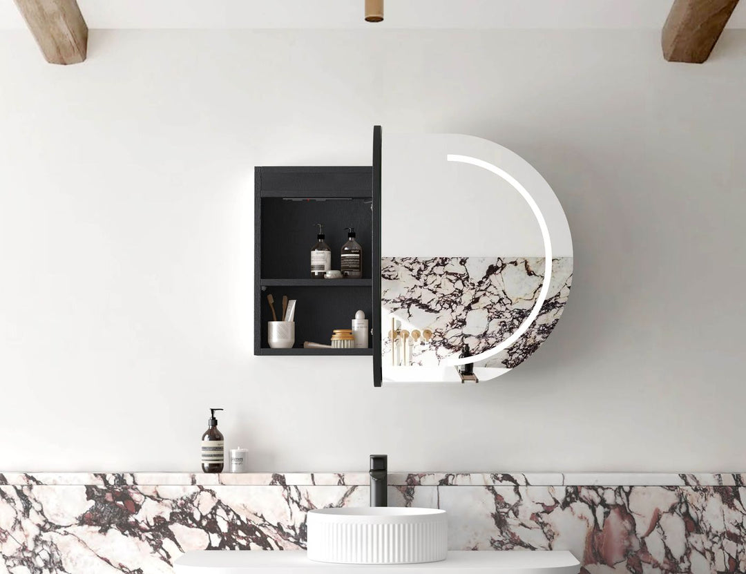 LED Bondi 900x600 Black Oak Shaving Cabinet - Premium