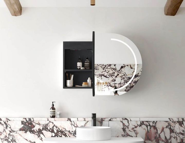 LED Bondi 900x600 Black Oak Shaving Cabinet - Premium