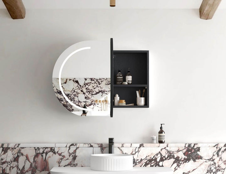 LED Bondi 900x600 Black Oak Shaving Cabinet - Premium