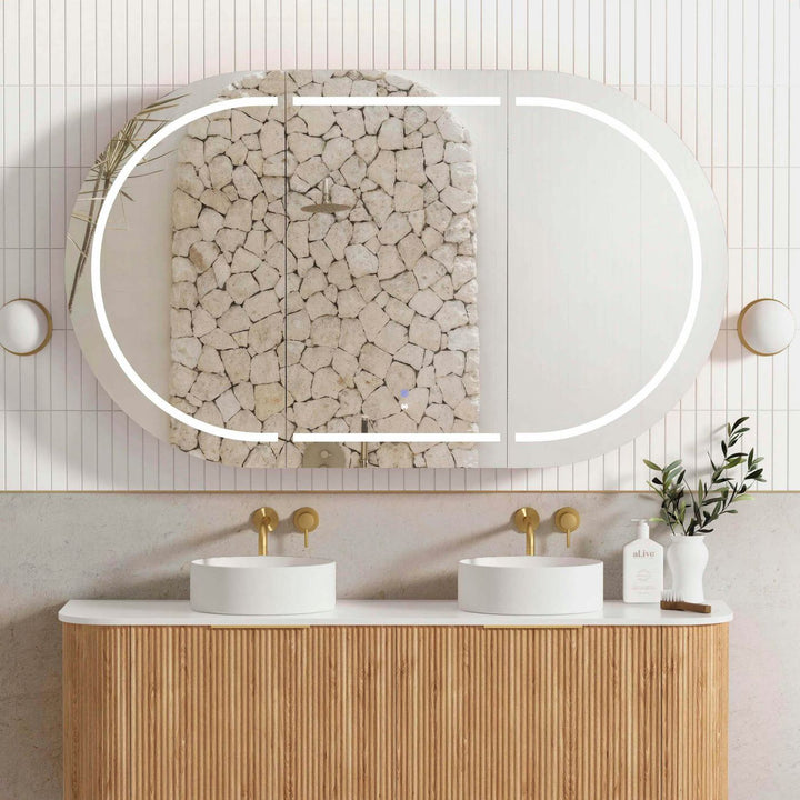 LED Bondi 1500x900 Natural Oak Shaving Cabinet - Premium