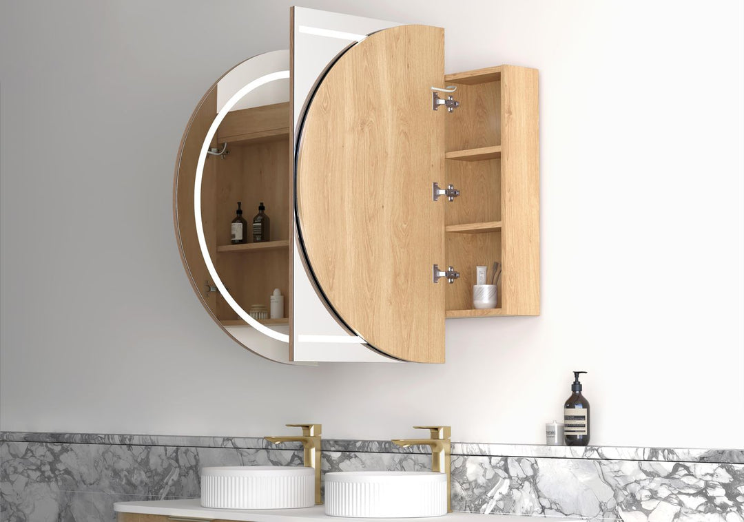 LED Bondi 1500x900 Natural Oak Shaving Cabinet - Premium