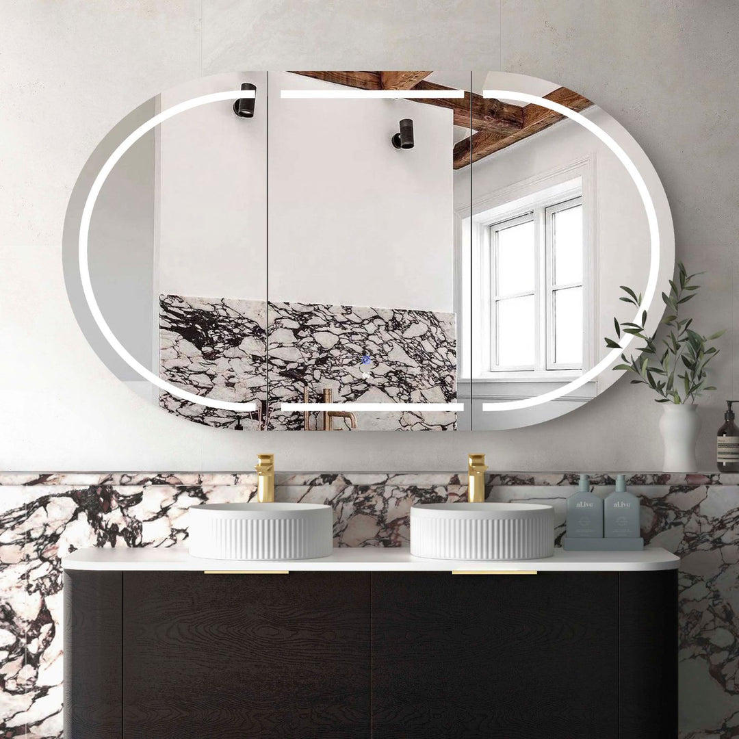 LED Bondi 1500x900 Black Oak Shaving Cabinet - Premium
