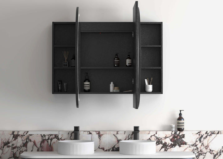 LED Bondi 1500x900 Black Oak Shaving Cabinet - Premium