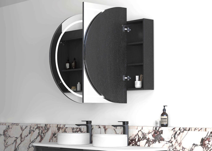 LED Bondi 1500x900 Black Oak Shaving Cabinet - Premium