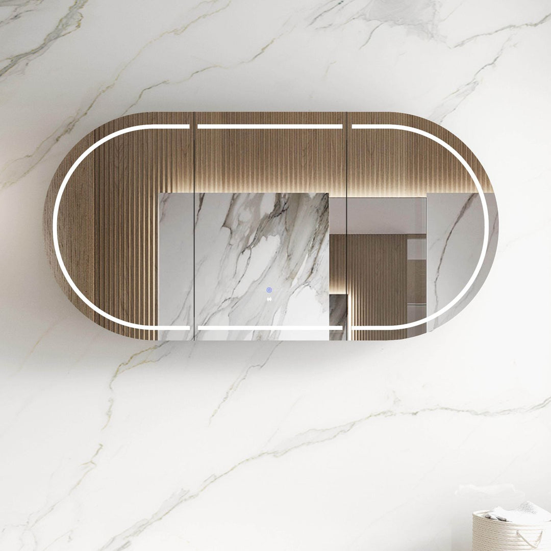 LED Bondi 1800x900 Natural Oak Shaving Cabinet - Premium