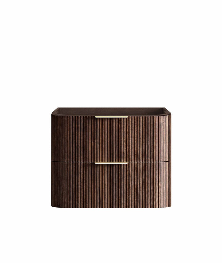 Havana Fluted 750mm Sable Walnut Wall Hung Curve Vanity