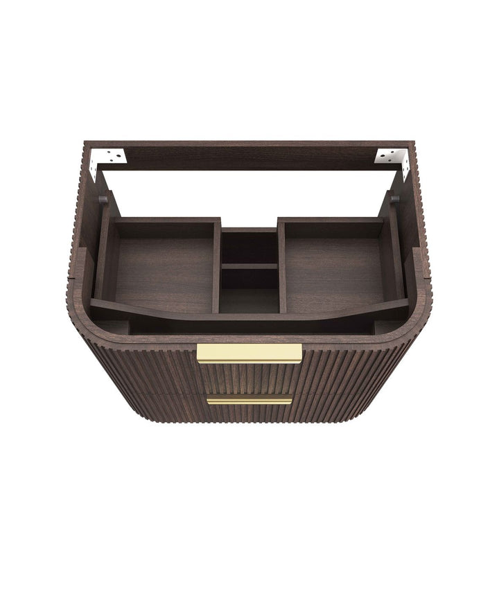 Havana Fluted 750mm Sable Walnut Wall Hung Curve Vanity