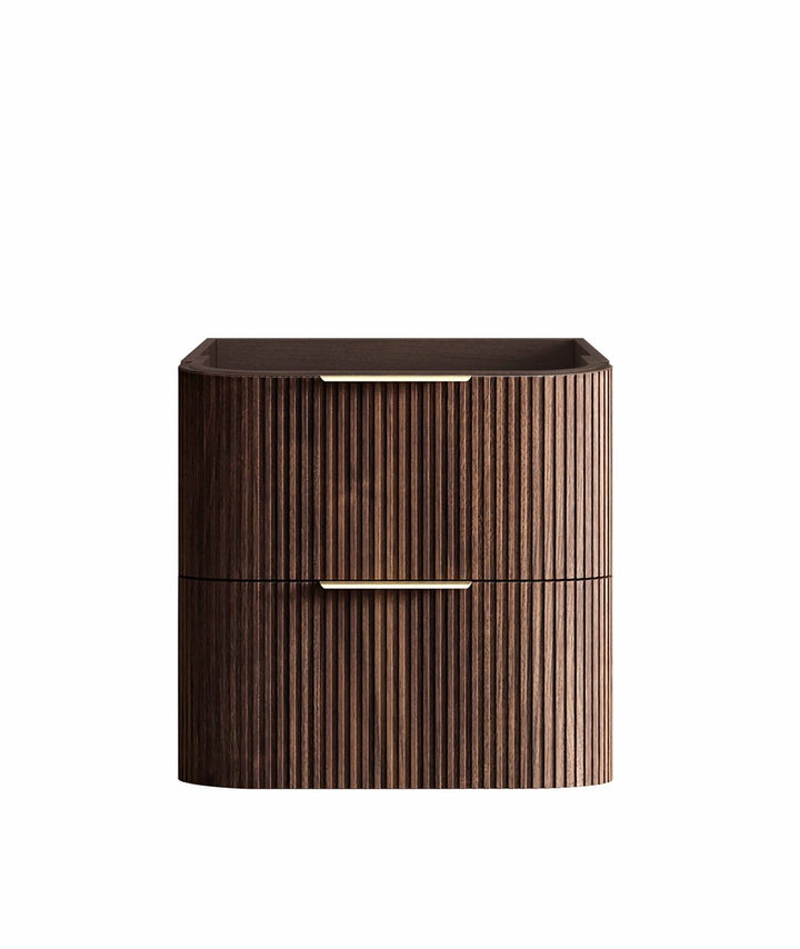 Havana Fluted 600mm Sable Walnut Wall Hung Curve Vanity