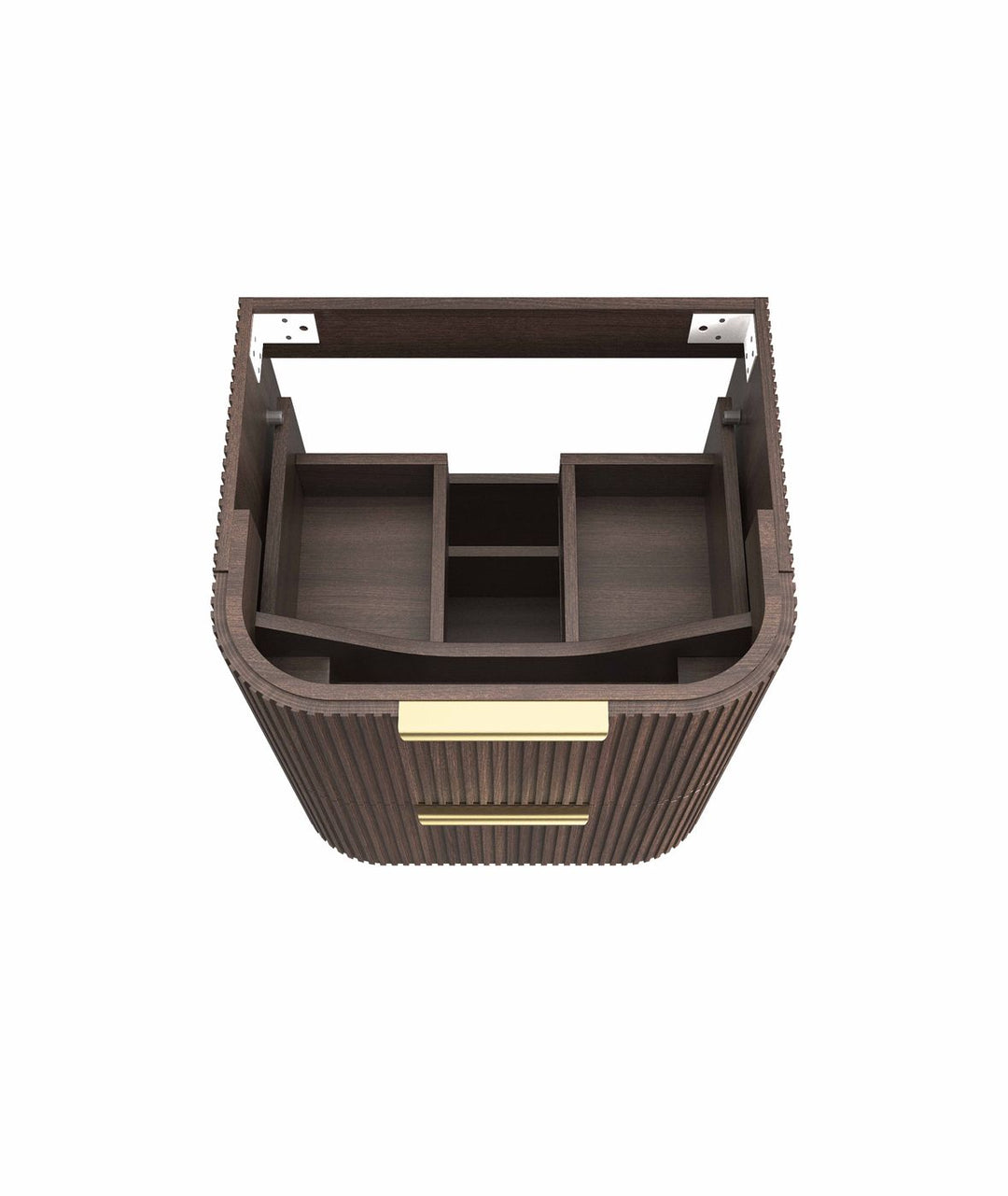 Havana Fluted 600mm Sable Walnut Wall Hung Curve Vanity