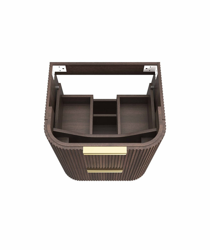 Havana Fluted 600mm Sable Walnut Wall Hung Curve Vanity