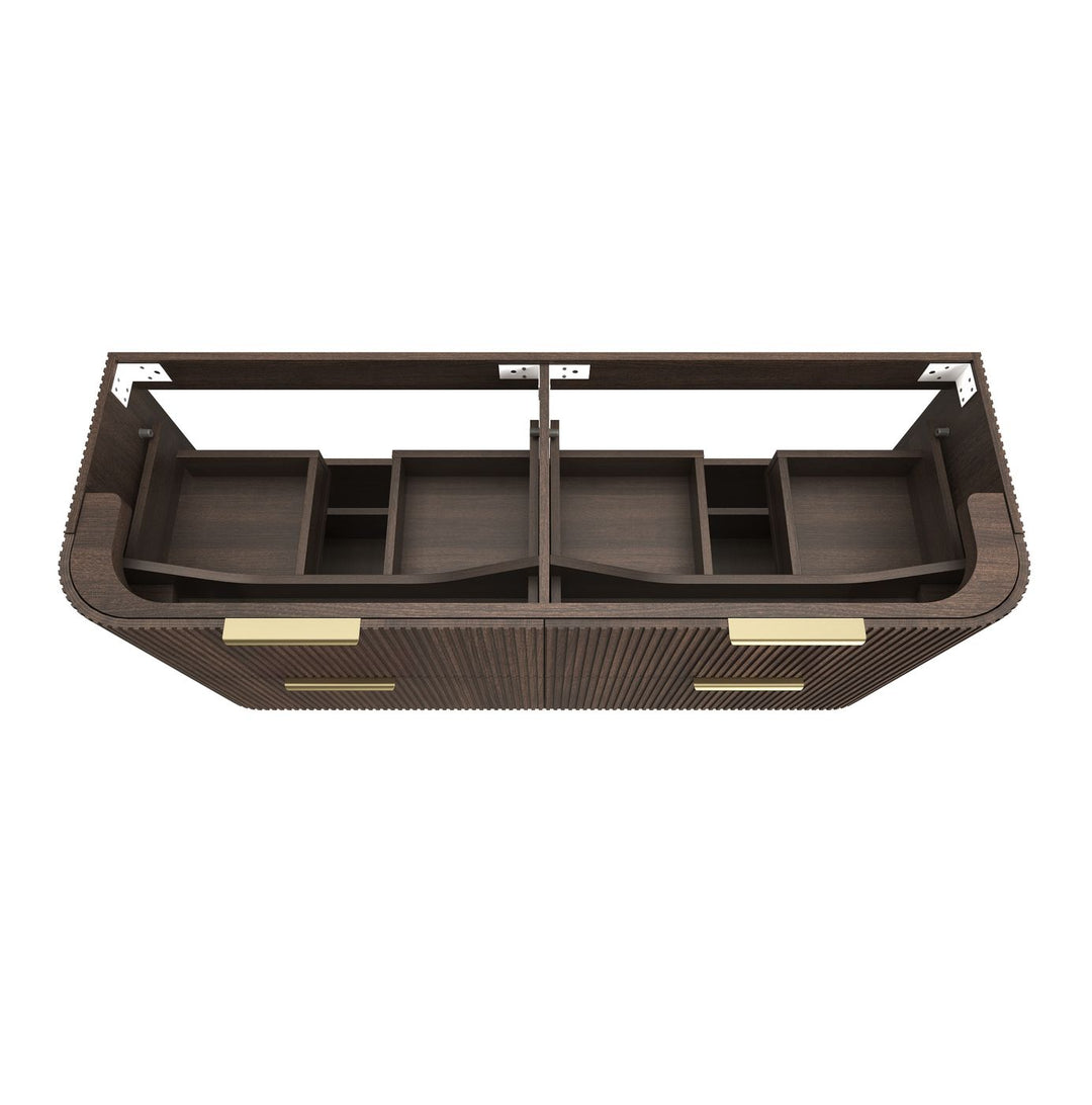 Havana Fluted 1500mm Sable Walnut Wall Hung Curve Vanity