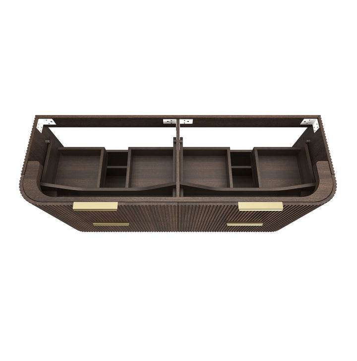 Havana Fluted 1500mm Sable Walnut Wall Hung Curve Vanity