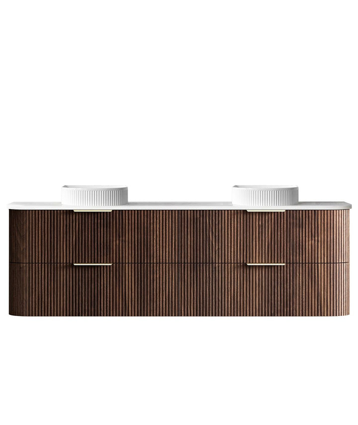 Havana Fluted 1800mm Sable Walnut Wall Hung Curve Vanity