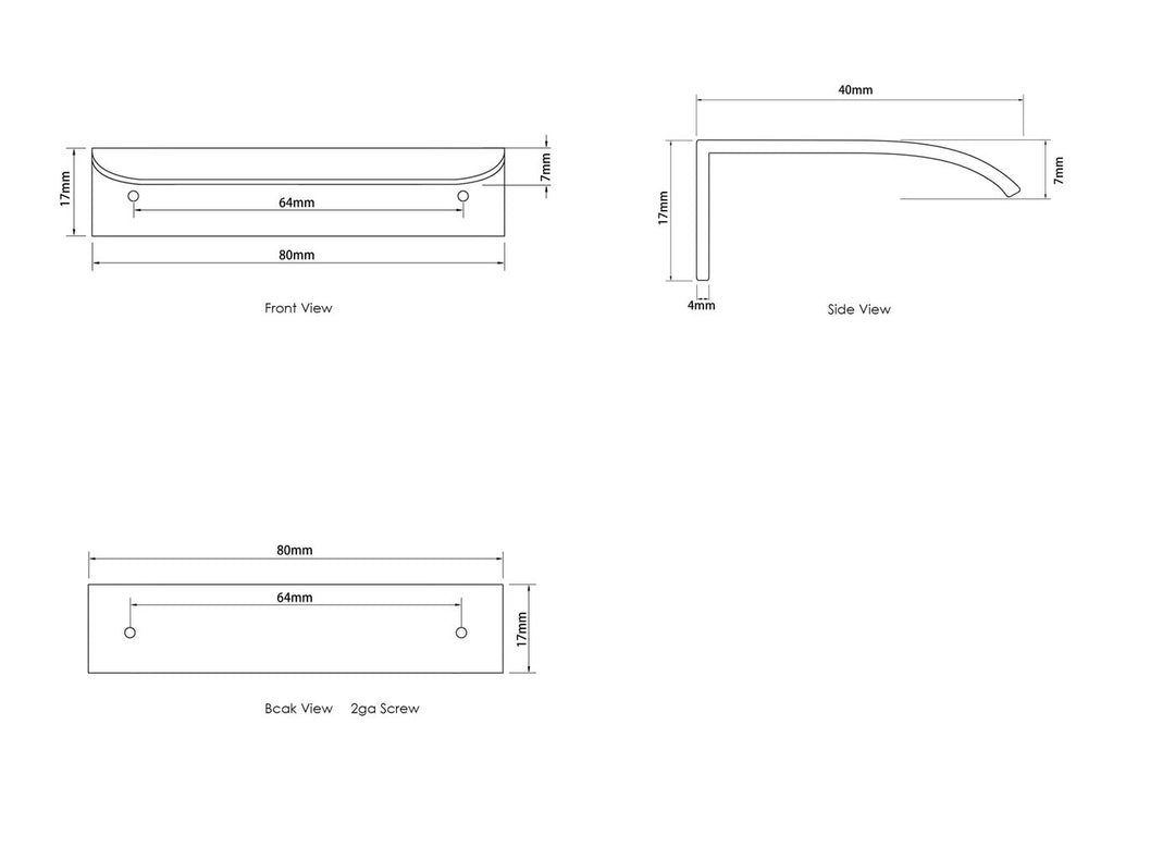 Hampshire 80mm Matte Black Handle for 600mm Cabinet
