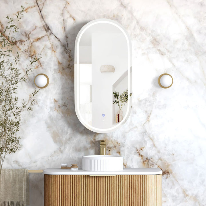 LED Noosa 900x450 Woodland Oak Shaving Cabinet - Premium Edition