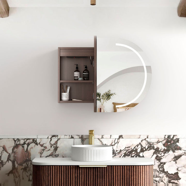 LED Bondi 900x600 Sable Walnut Shaving Cabinet - Premium Edition
