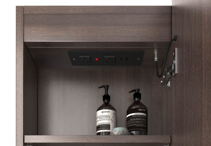 LED Bondi 900x600 Sable Walnut Shaving Cabinet - Premium Edition
