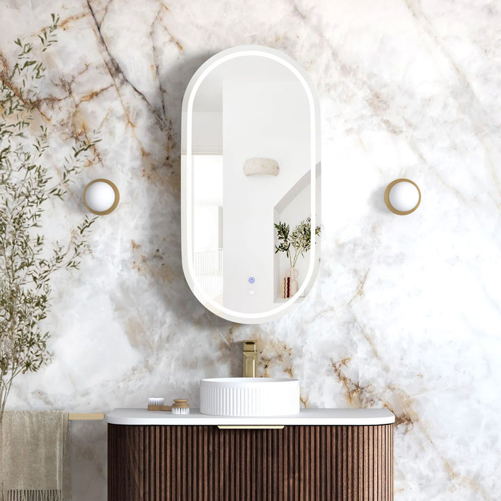 LED Noosa 900x450 Sable Walnut Shaving Cabinet - Premium Edition