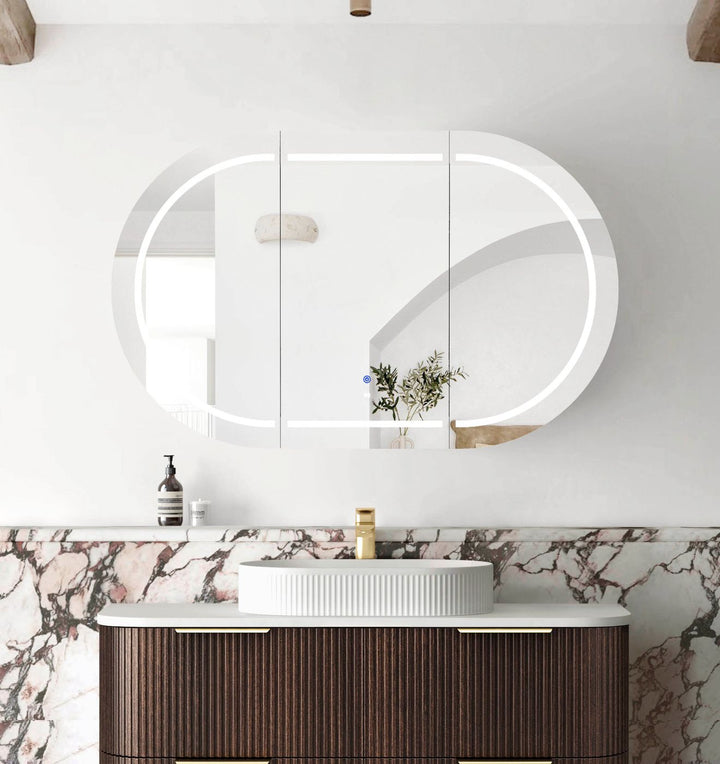 LED Bondi 1200x750 Sable Walnut Shaving Cabinet - Premium Edition