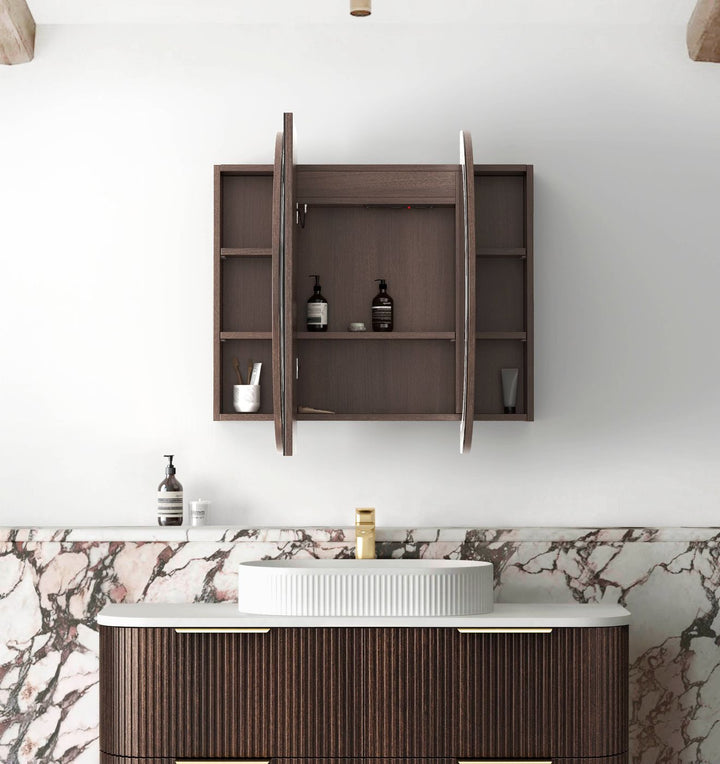 LED Bondi 1200x750 Sable Walnut Shaving Cabinet - Premium Edition