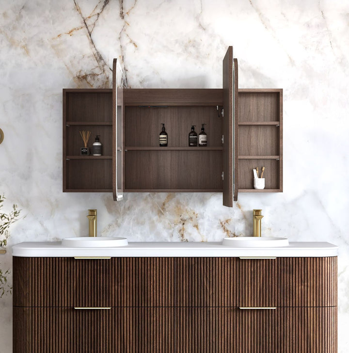 LED Bondi 1800x900 Sable Walnut Shaving Cabinet - Premium Edition