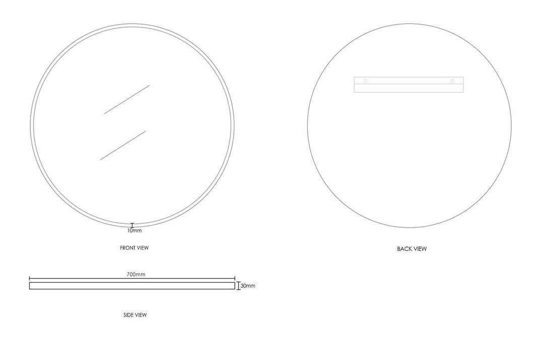 London 700mm Black Metal Frame Mirror