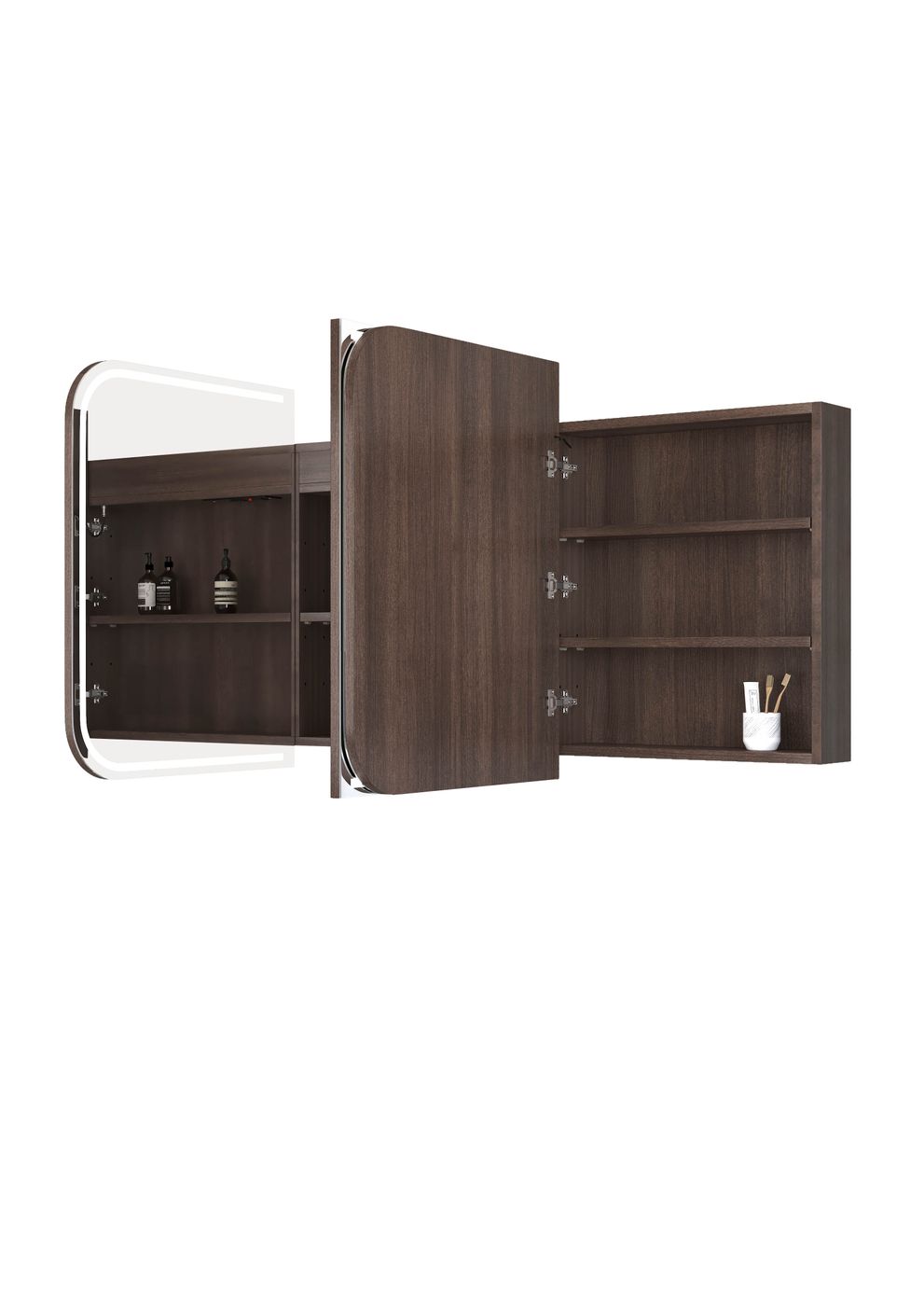 LED Newport 1800(W)x750(H) Sable Walnut Shaving Cabinet - Premium Edition