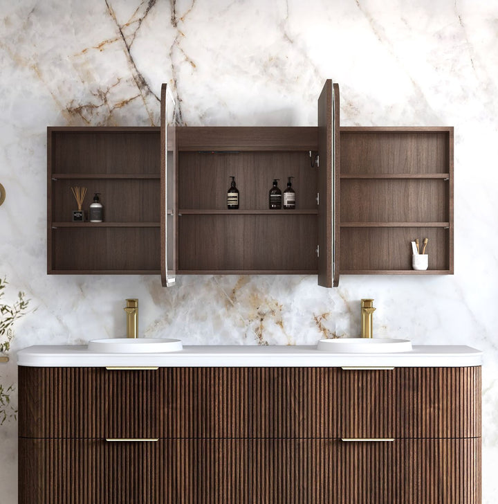 LED Newport 1800(W)x750(H) Sable Walnut Shaving Cabinet - Premium Edition