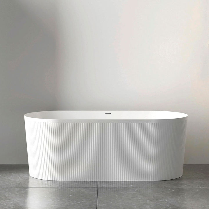 Attica Noosa Fluted 1500 Gloss White Bath with Overflow
