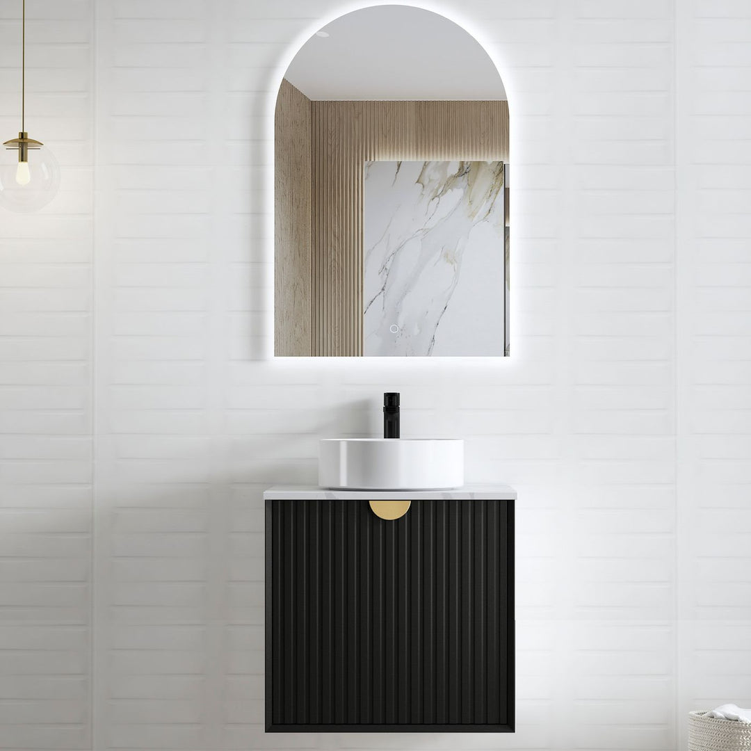 Marlo Fluted 600mm Matte Black Wall Hung Vanity