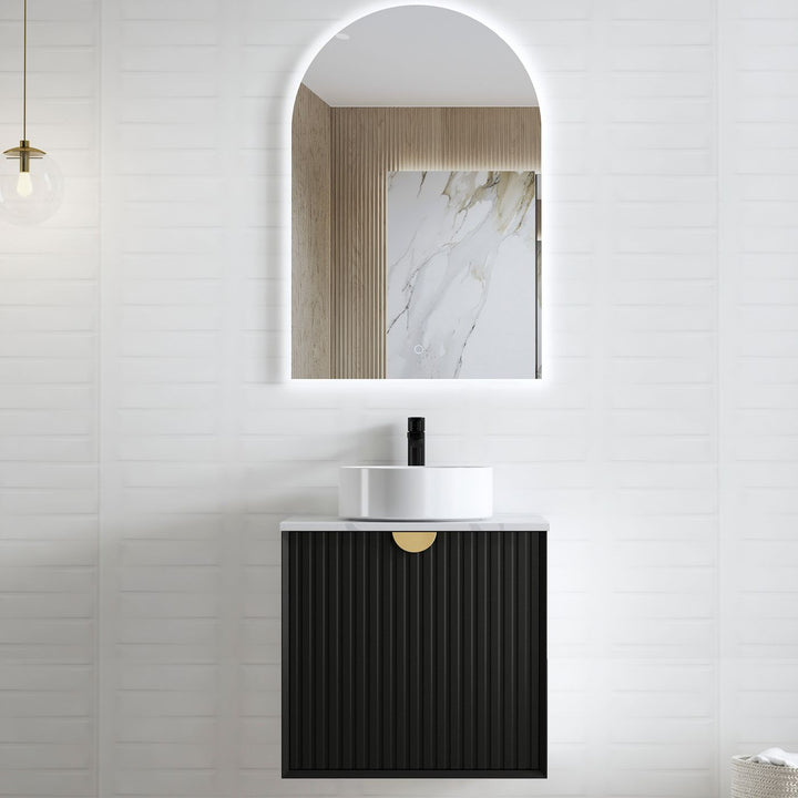 Marlo Fluted 600mm Matte Black Wall Hung Vanity