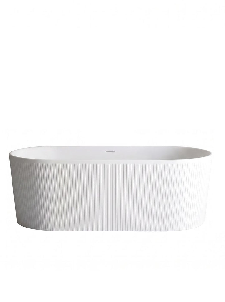 Attica Noosa Fluted 1500 Matte White Bath with Overflow