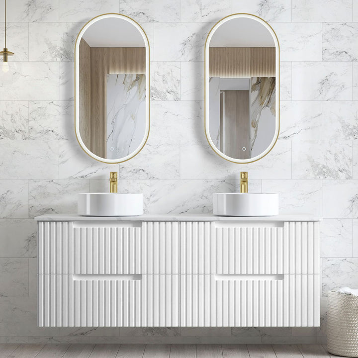 Noosa Fluted 1500mm Satin White Wall Hung Vanity