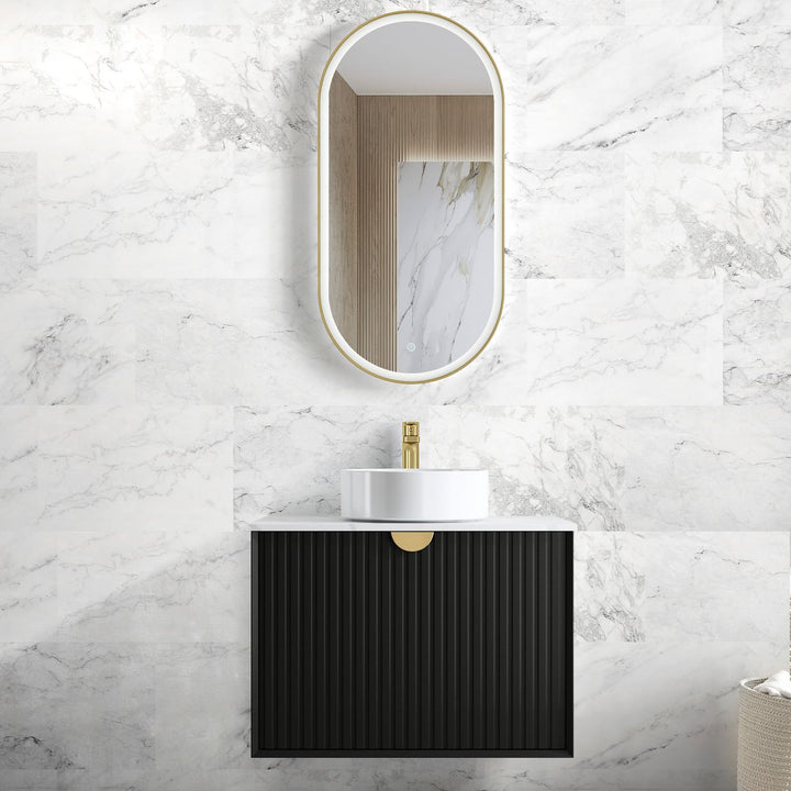 Marlo Fluted 750mm Matte Black Wall Hung Vanity