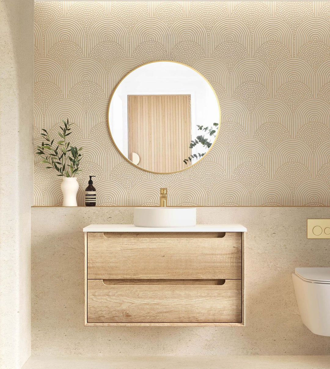 Byron 900mm Natural Oak Wall Hung Vanity