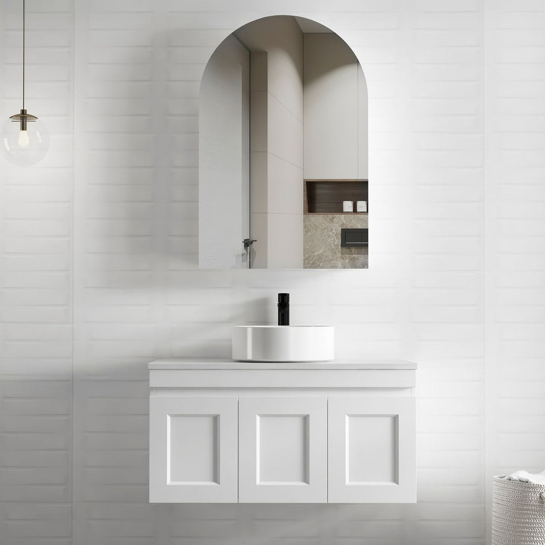 Hampton Mark II 900mm Satin White Wall Hung Vanity